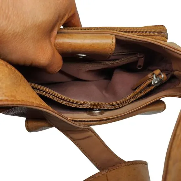 Vintage Fossil Purse Brown Tan Cognac Weathered Y2k 2000s Shoulder Boho Leather - Picture 11 of 16